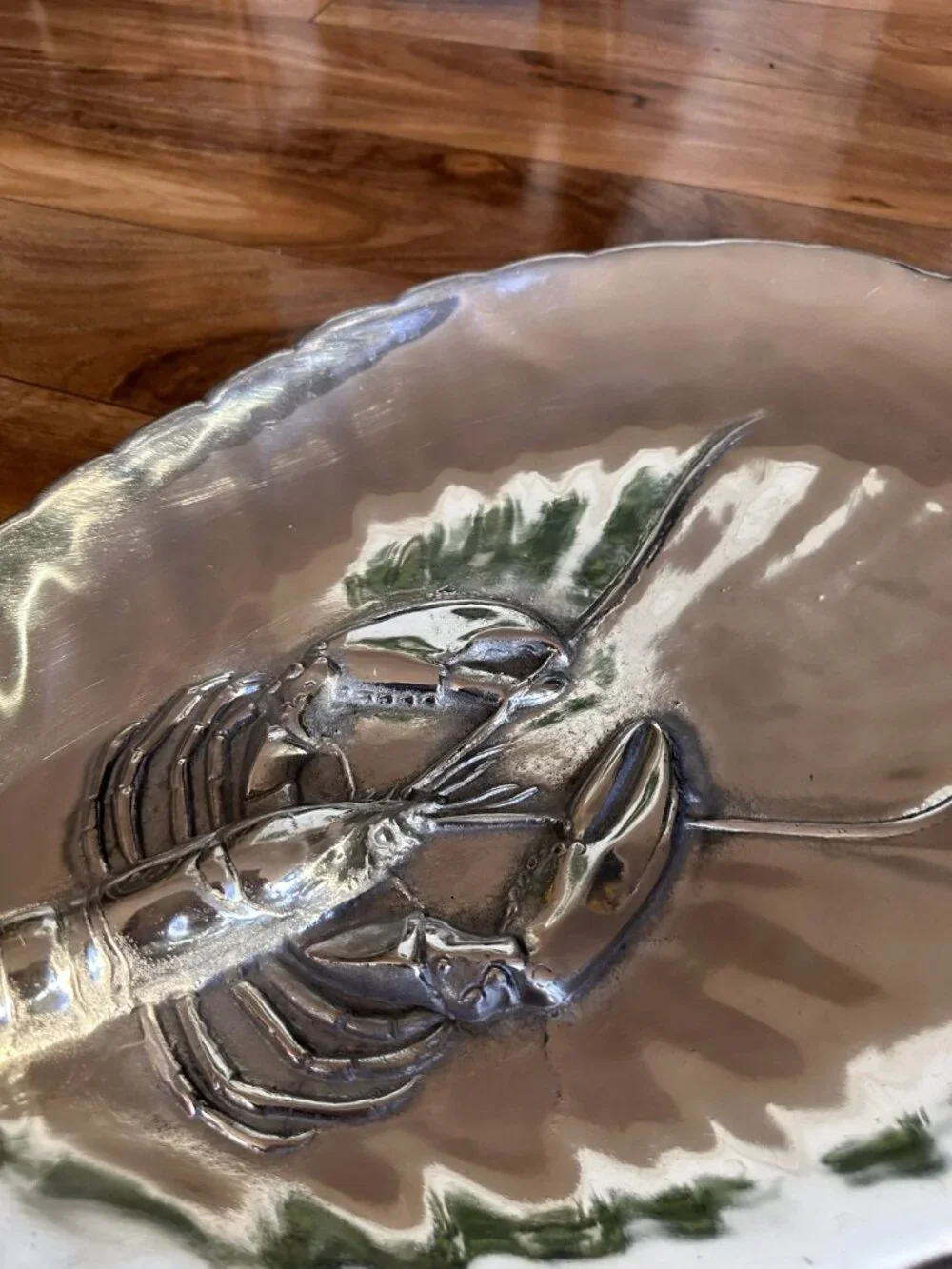 Mexico Pewter Coastal Serving Tray Set Marlin Fish Nautical Serveware Dish